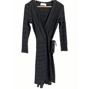 Amanda Uprichard Knit Gray Long Sleeve Sweater Wrap Dress Size S